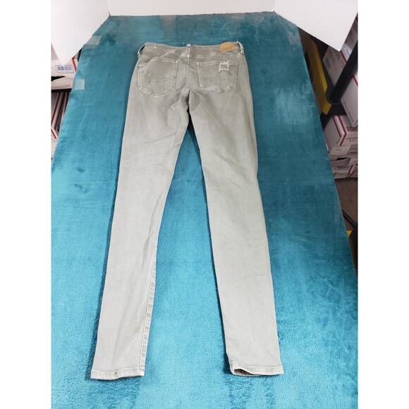 American Eagle Jeans Size 4 Long Womens Green Stretch Pants High Rise Jegging - Picture 11 of 13